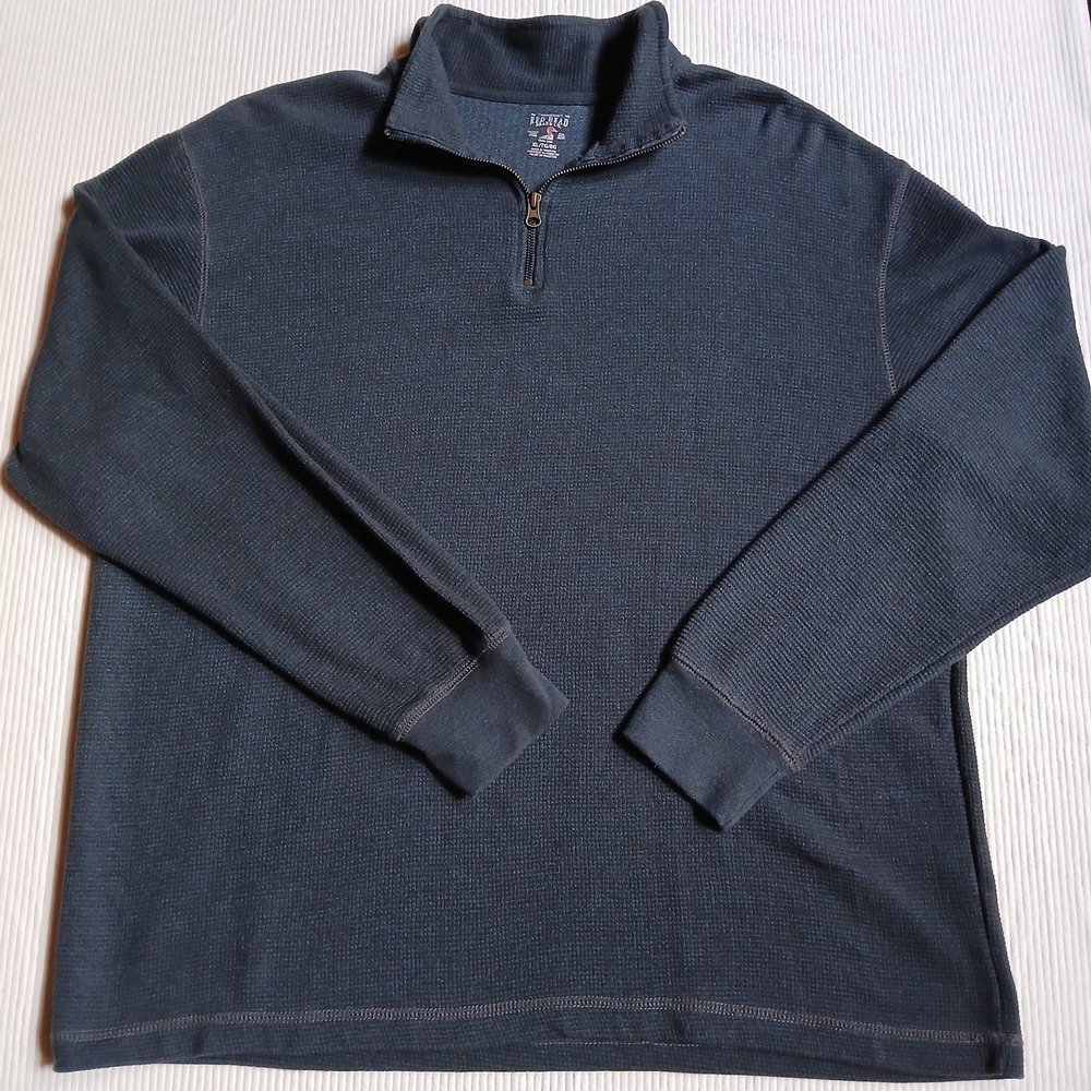 RedHead Mens XL Navy Blue Waffle Knit Quarter Zip Pullover Sweater AAFL1619